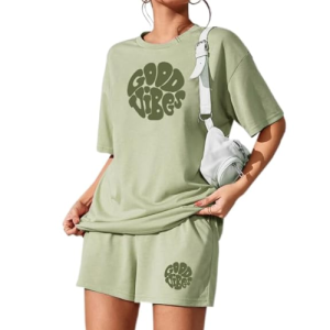Women's Cotton Printed Night Suit Set of Top & Shorts